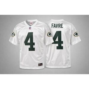 Vintage Brett Favre #4 Green Bay Packers White Jersey NFL Size M